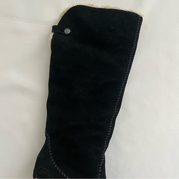 UGG Australia Lillian Black Suede Knee High Sherling Clog Boots Size 7 - Picture 14 of 16